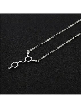 Resveratrol Vertical  Wine Molecule Necklace in Silver